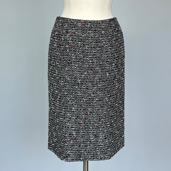 Lafayette 148 Tweed Pencil Skirt Black White Wool Blend Career size 4 - Picture 5 of 10